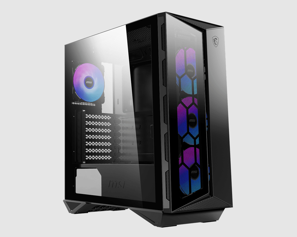  Mid-Tower Case: MSI MPG GUNGNIR 110R - Black <br>4x 120mm ARGB Fans, 2x USB 3.2 + 1x USB Type-C, Tempered Glass Side Panel, Supports: ATX/mATX/mini-ITX  